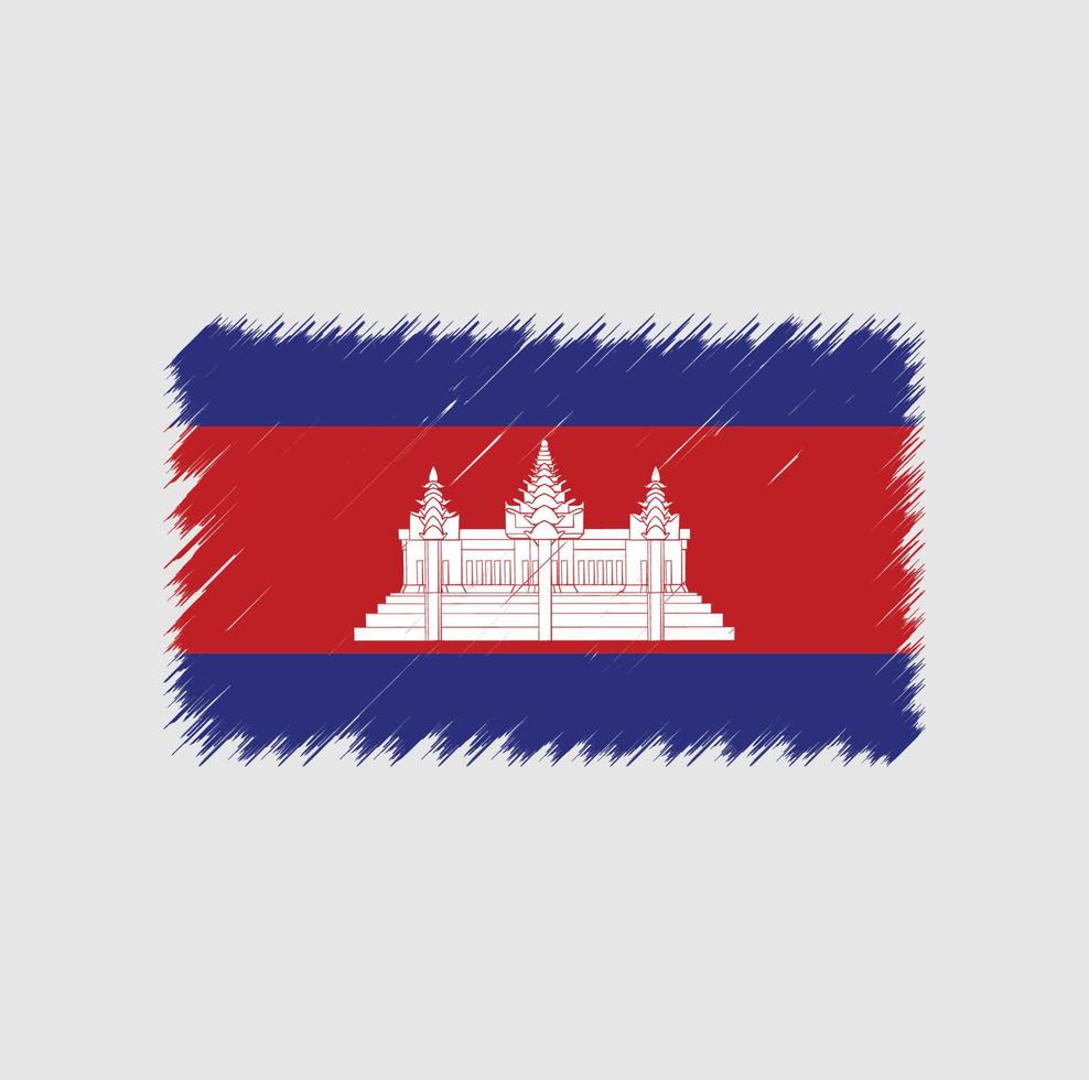 trazo de pincel de la bandera de camboya. bandera nacional vector