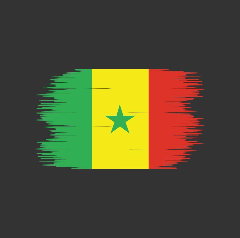 trazo de pincel de bandera de senegal. bandera nacional vector