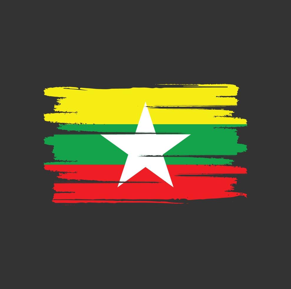 Myanmar flag brush strokes vector