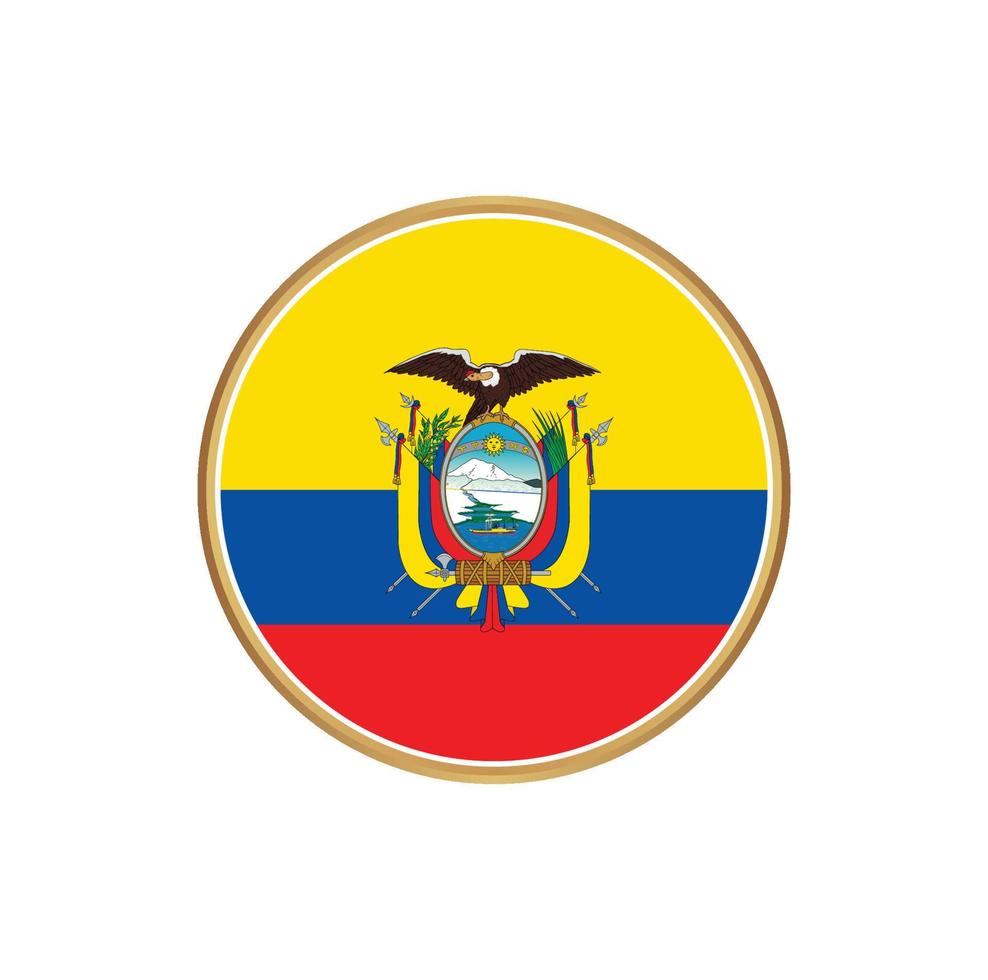 Ecuador flag with golden frame vector