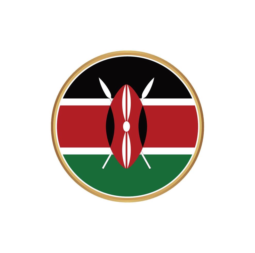 Kenya flag with golden frame vector