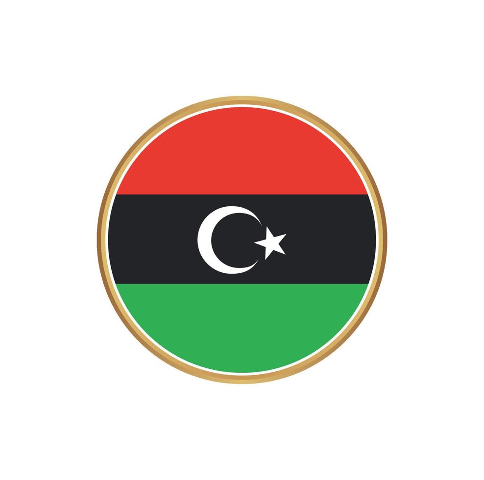 Libya flag with golden frame vector