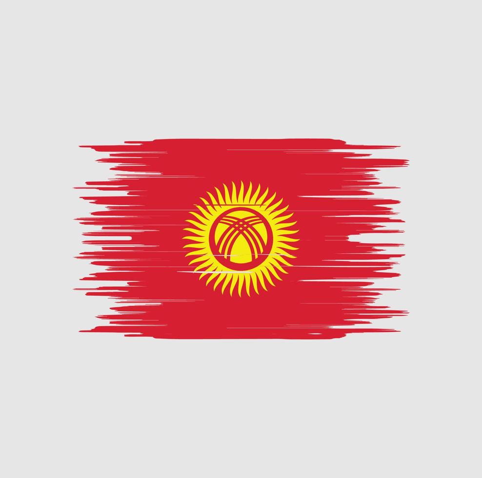 Trazo de pincel de bandera de Kirguistán. bandera nacional vector
