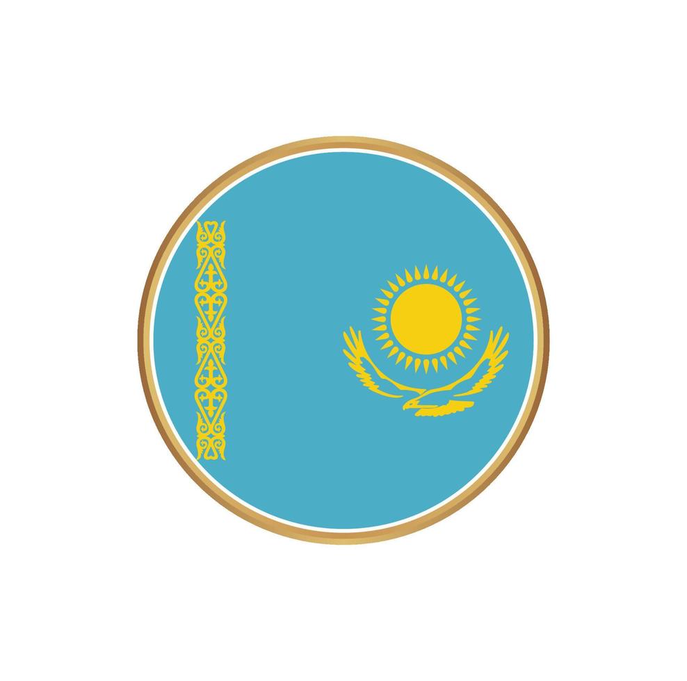 Kazakhstan flag with golden frame vector