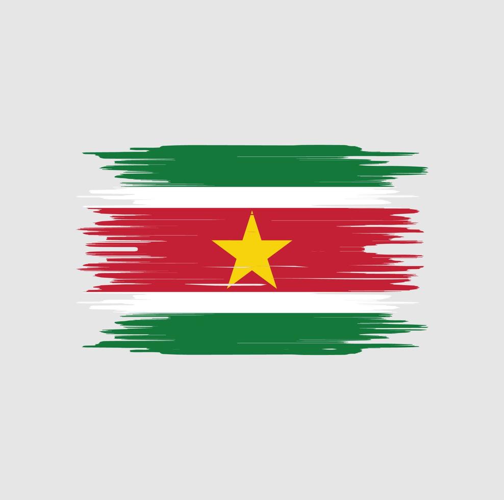 Suriname flag brush stroke. National flag vector