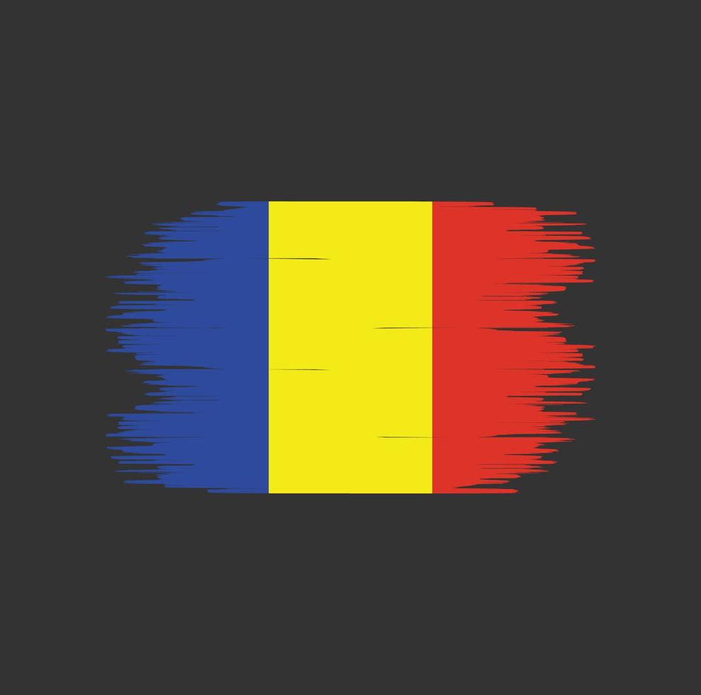 trazo de pincel de la bandera de rumania. bandera nacional vector