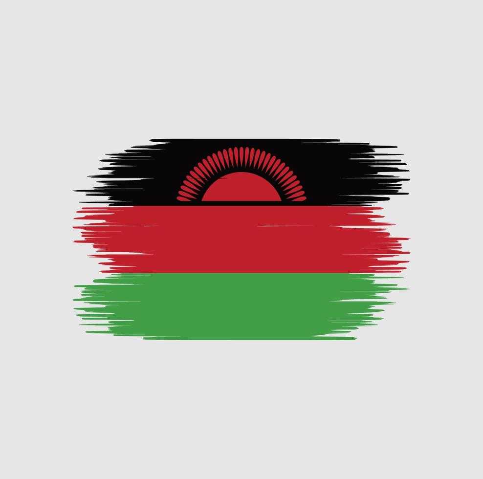 trazo de pincel de bandera de malawi. bandera nacional vector