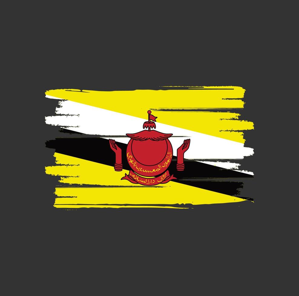 Brunei flag brush strokes vector