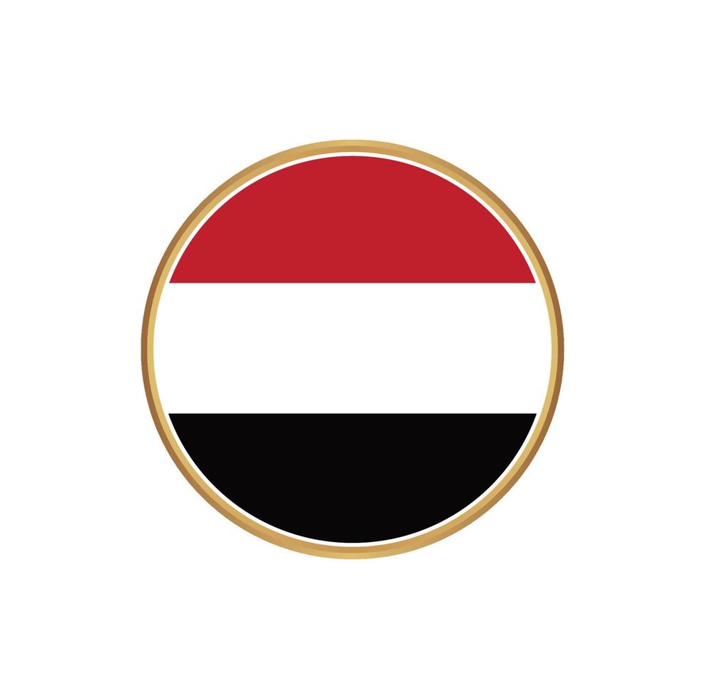 Yemen flag with golden frame vector