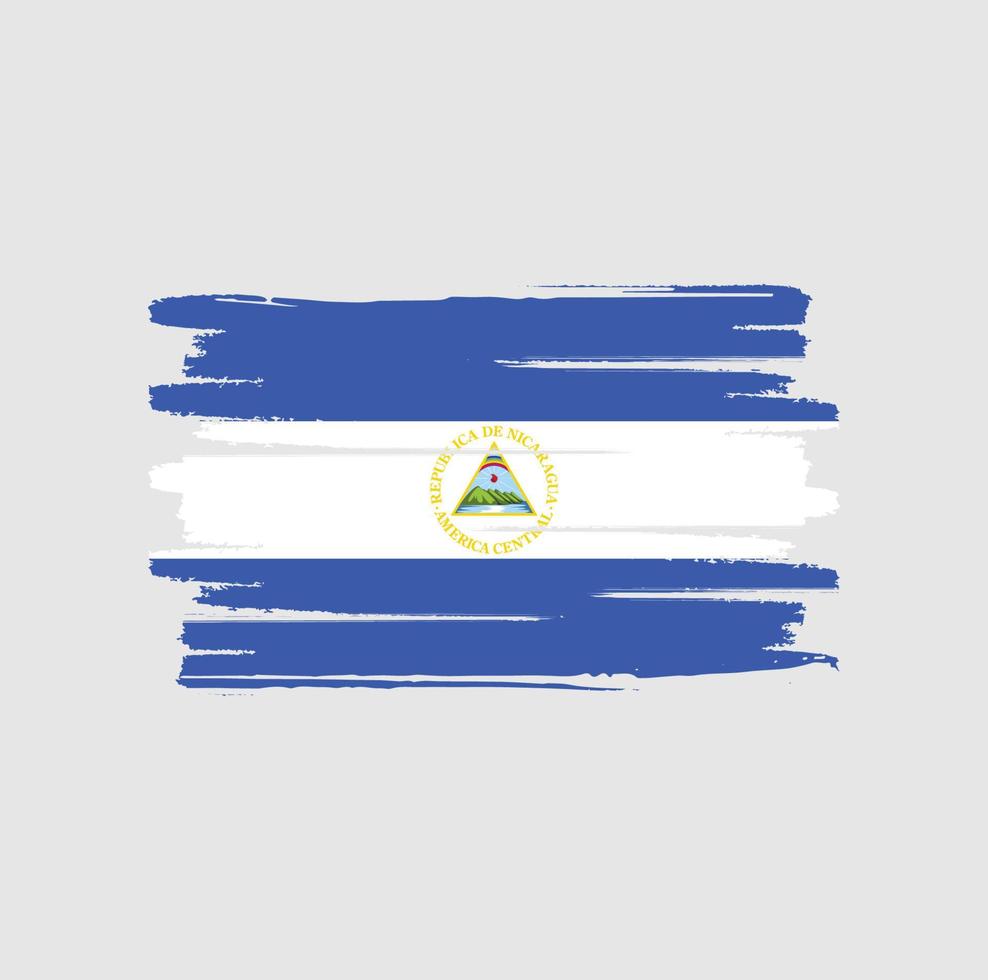 Nicaragua flag brush strokes vector