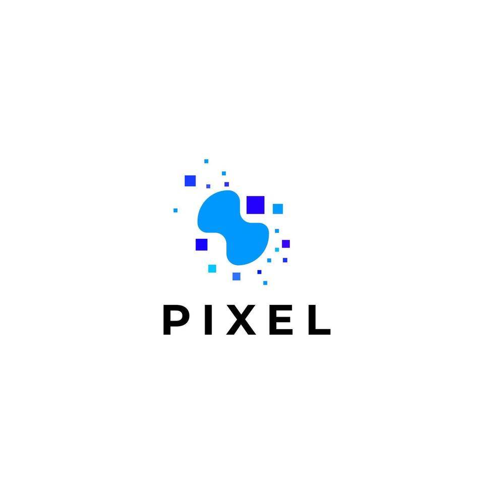 tecnología pixel logo abstracto plano moderno vector