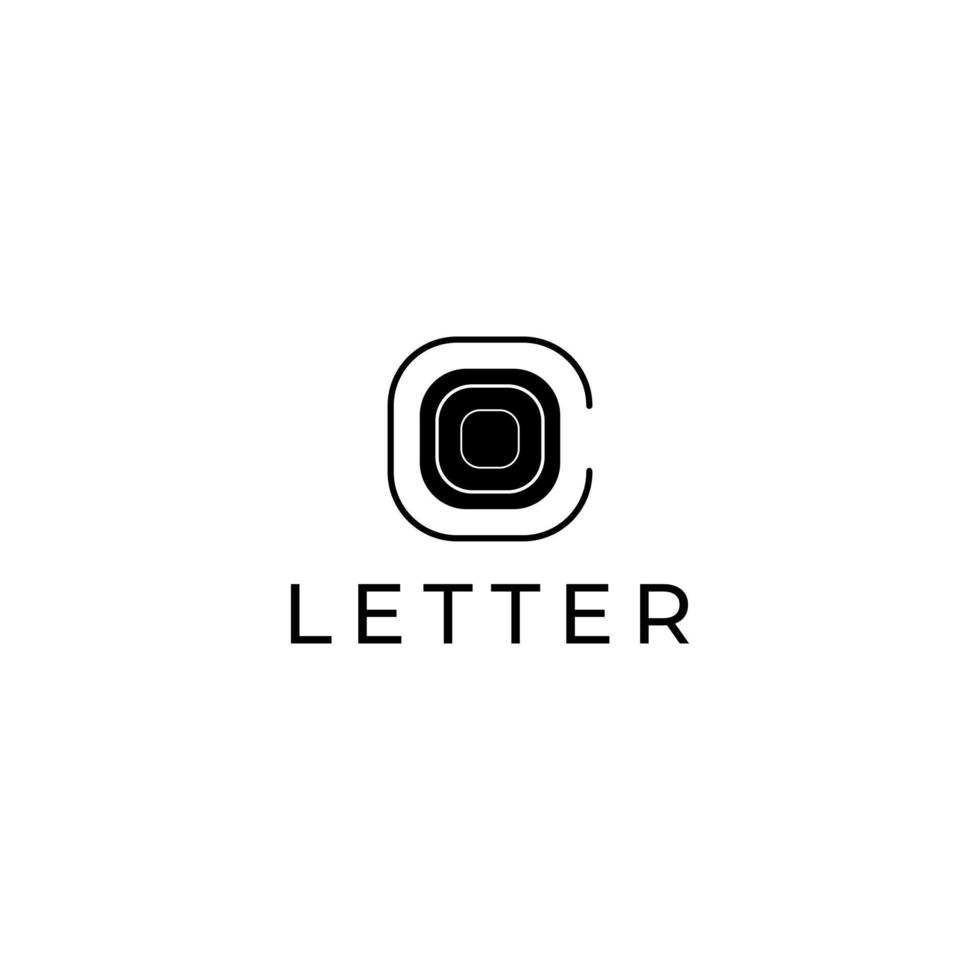 c letter tech round abstract logo vector