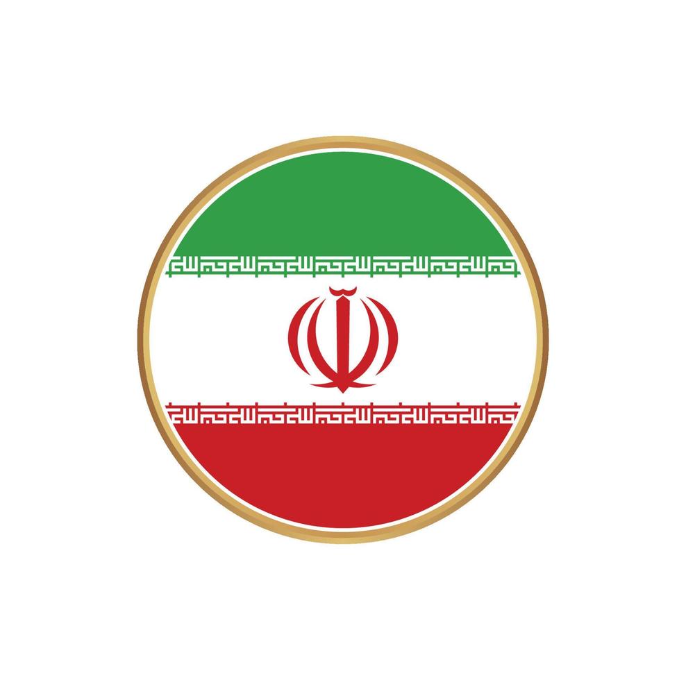Iran flag with golden frame vector