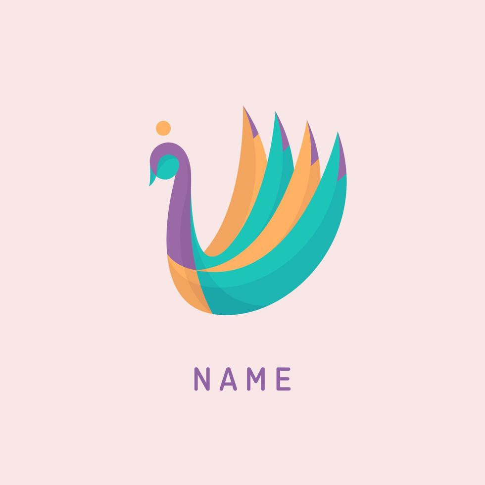 Swan logo for cosmetic, spa logo template. Colorful swan logo with geometry. vector