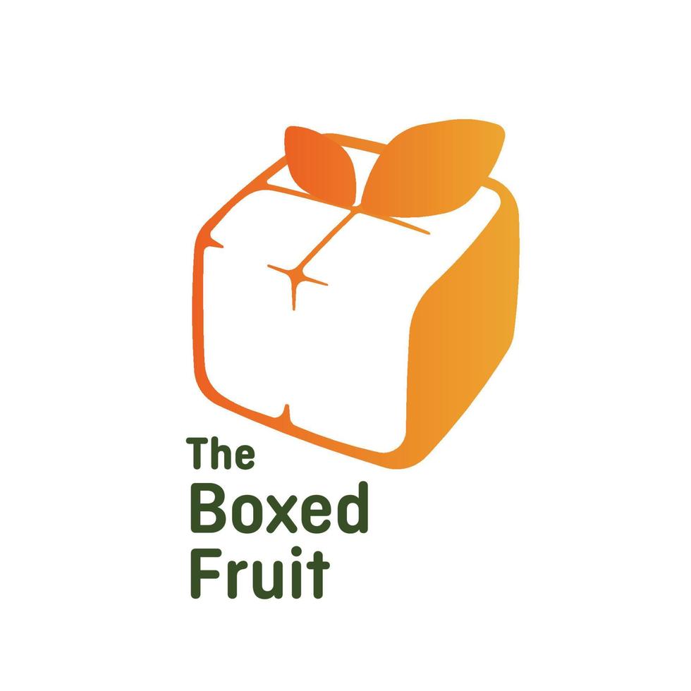 plantilla de logotipo de caja de fruta naranja para empresa saludable vector