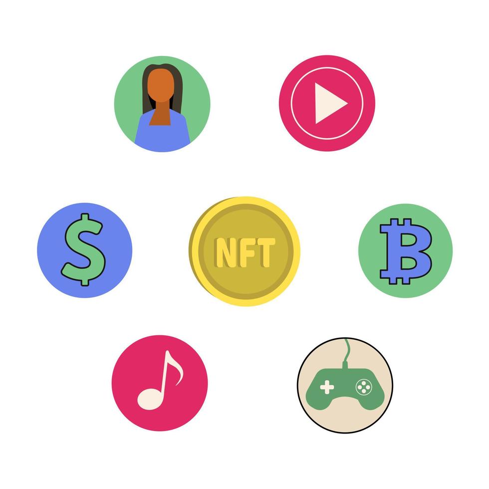 Set of nft icons for social networks and websites on a white background. vector