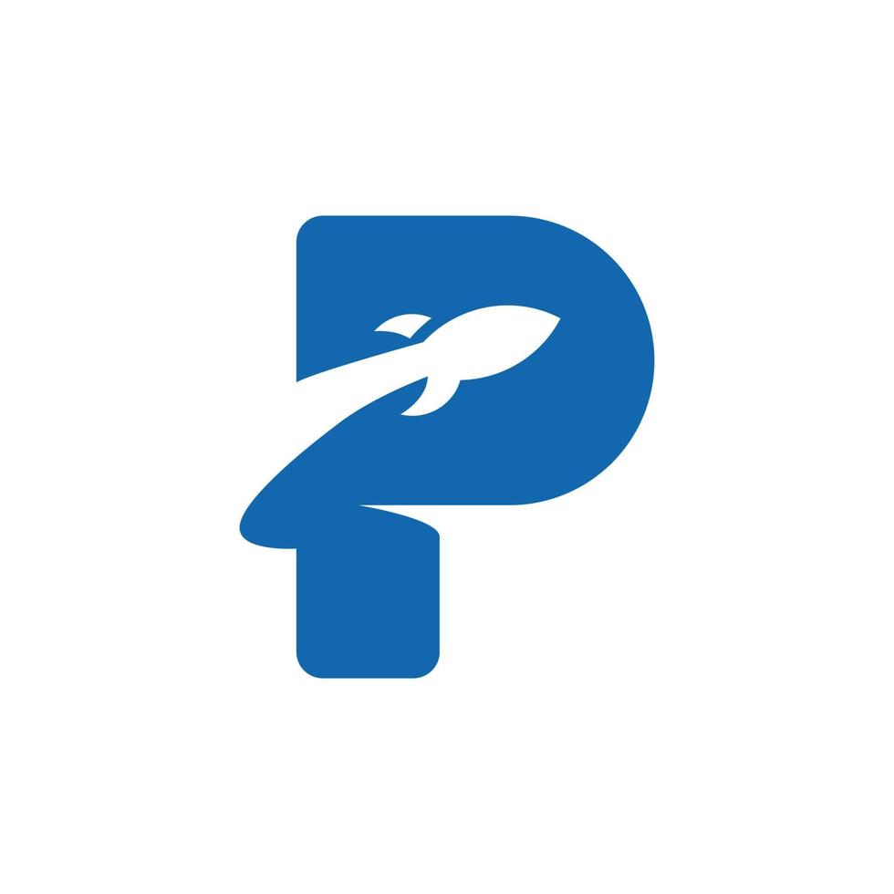 inspiración en el diseño del logotipo de la letra p del cohete vector
