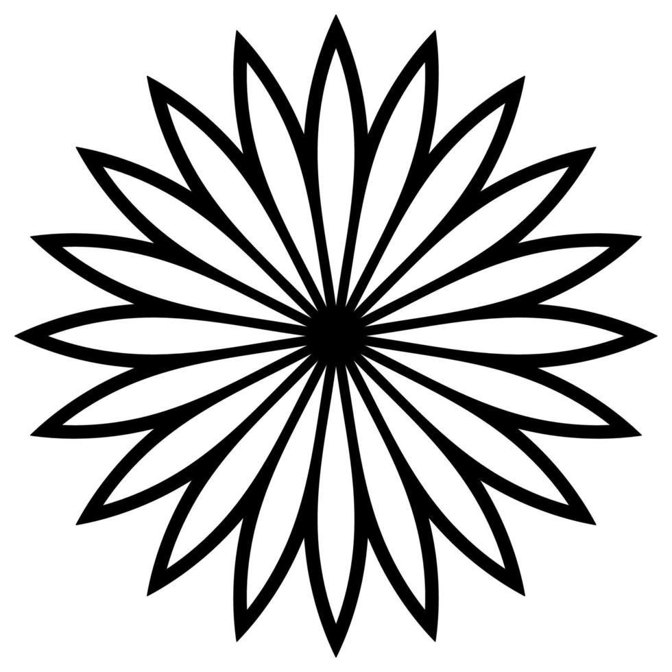 esquema mandala. flor de garabato redonda ornamental aislada sobre fondo blanco. elemento de círculo geométrico. vector