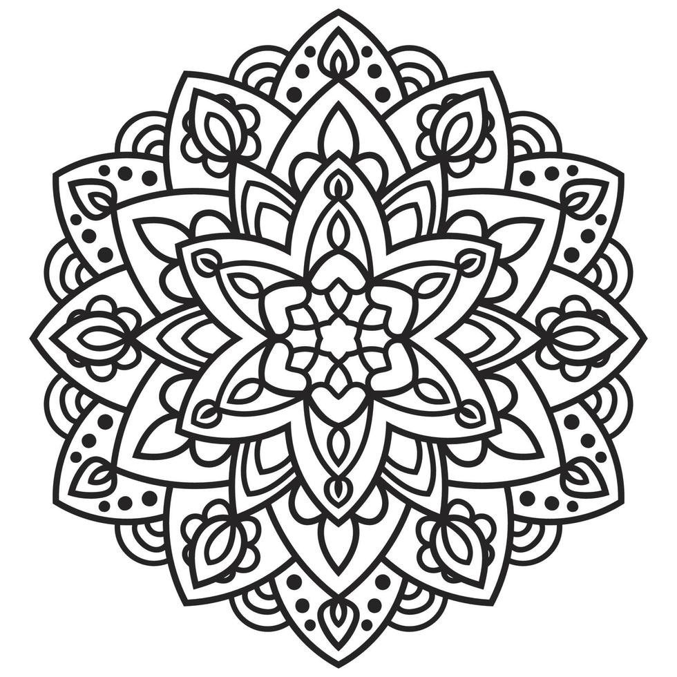 Outline Mandala. Ornamental round doodle flower isolated on white background. Geometric circle element. vector