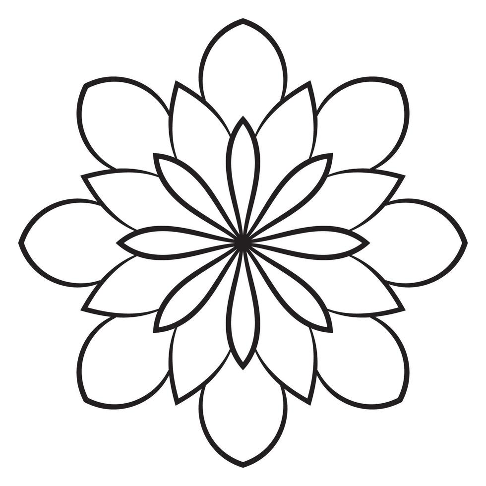 lindo mandala. flor ornamental redonda del doodle aislada en el fondo blanco. ornamento decorativo geométrico en estilo étnico oriental. vector