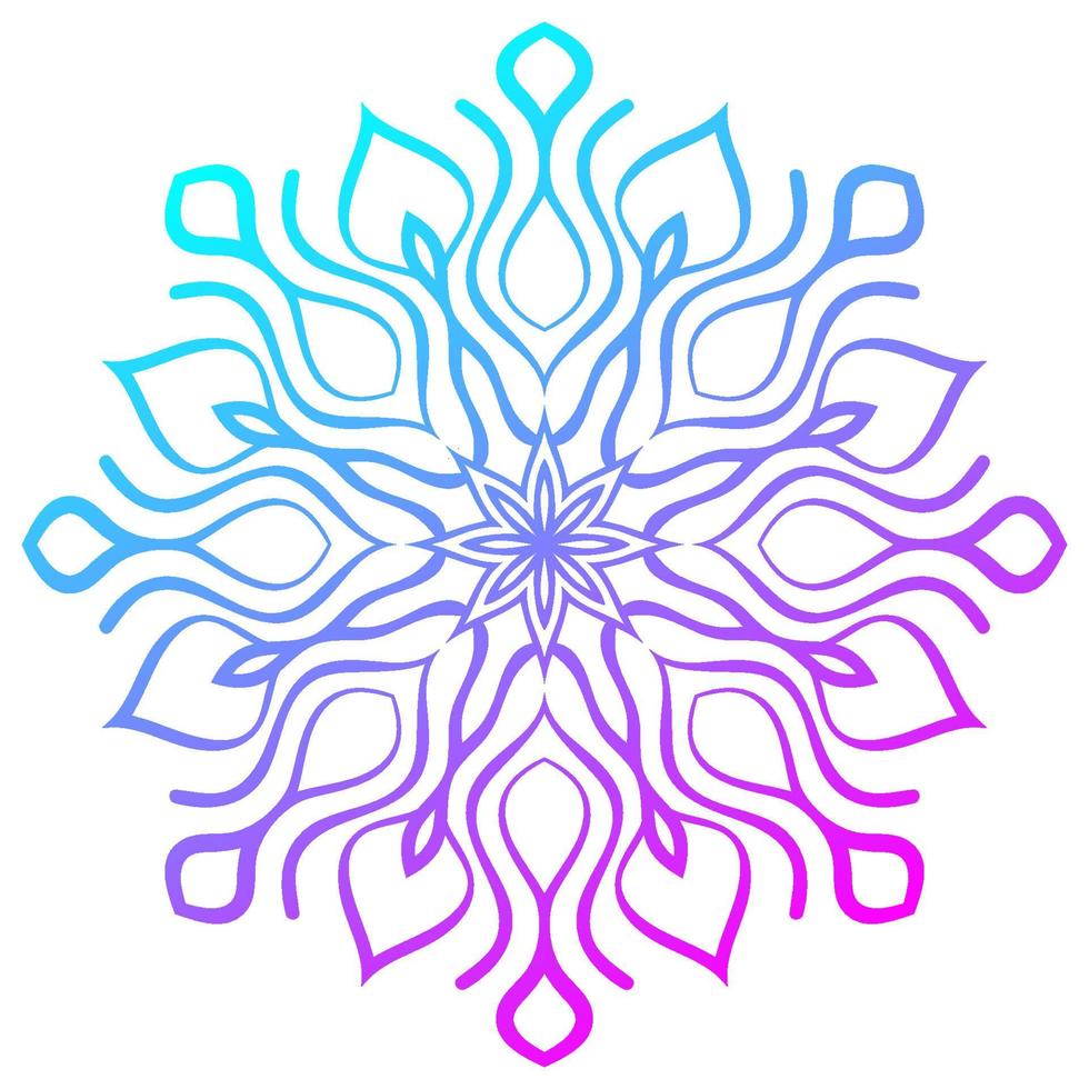 Colorful gradient flower mandala. Hand drawn decorative element. Ornamental round doodle floral element isolated on white background. vector