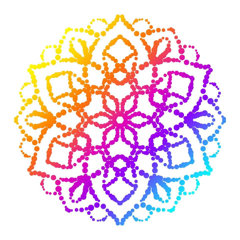 Dotted flower mandala. Decorative element. Ornamental round doodle isolated on white background. Geometric circle element. vector