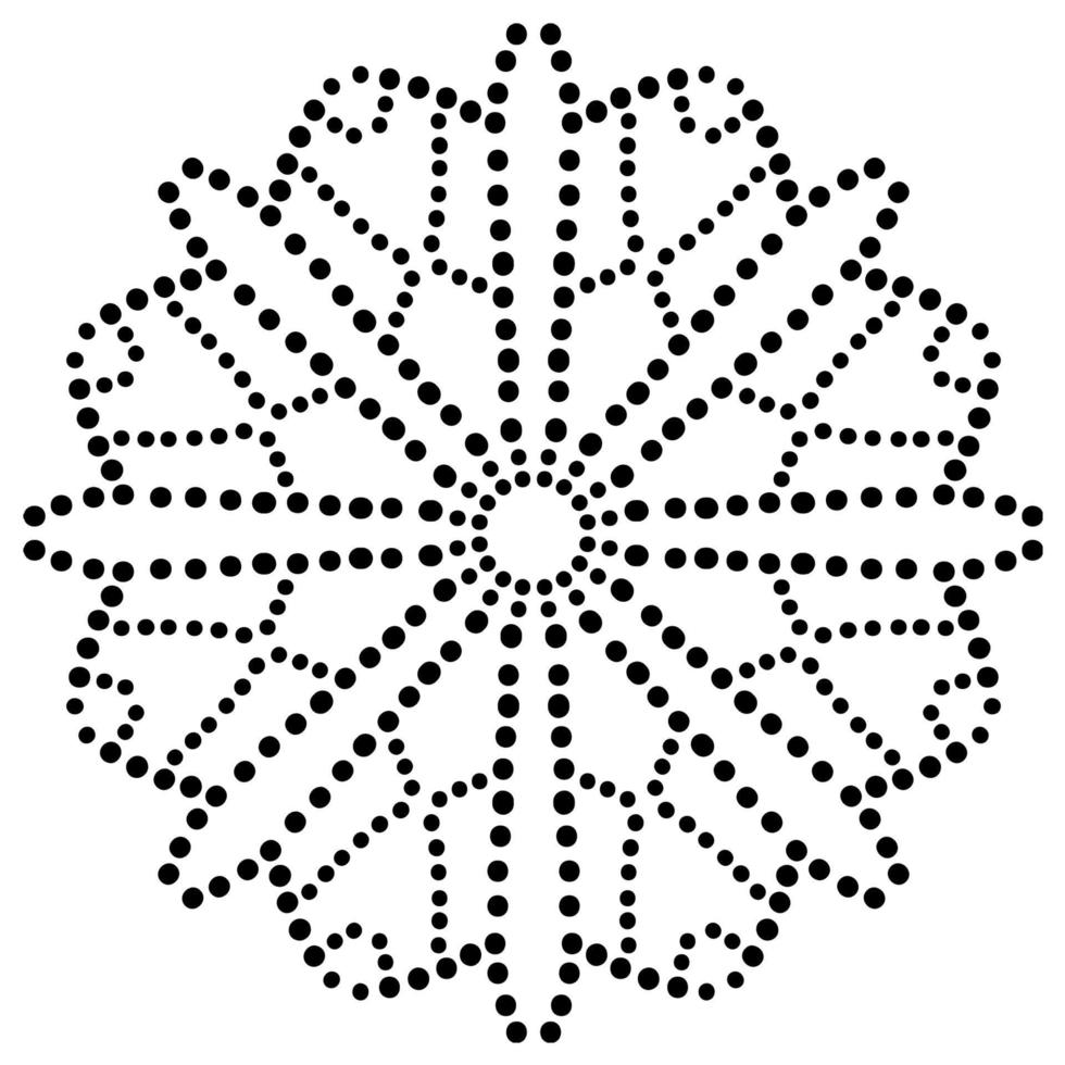 Dotted flower mandala. Decorative element. Ornamental round doodle isolated on white background. Geometric circle element. vector