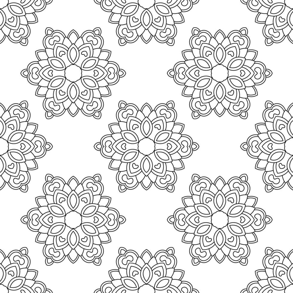 Fantasy seamless pattern with ornamental mandala. Abstract round doodle flower background. Floral geometric circle. vector