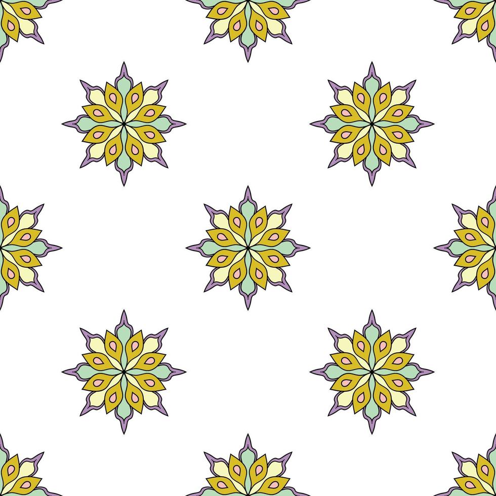 Abstract seamless pattern with mandala flower. Mosaic, tile. Floral background. vector