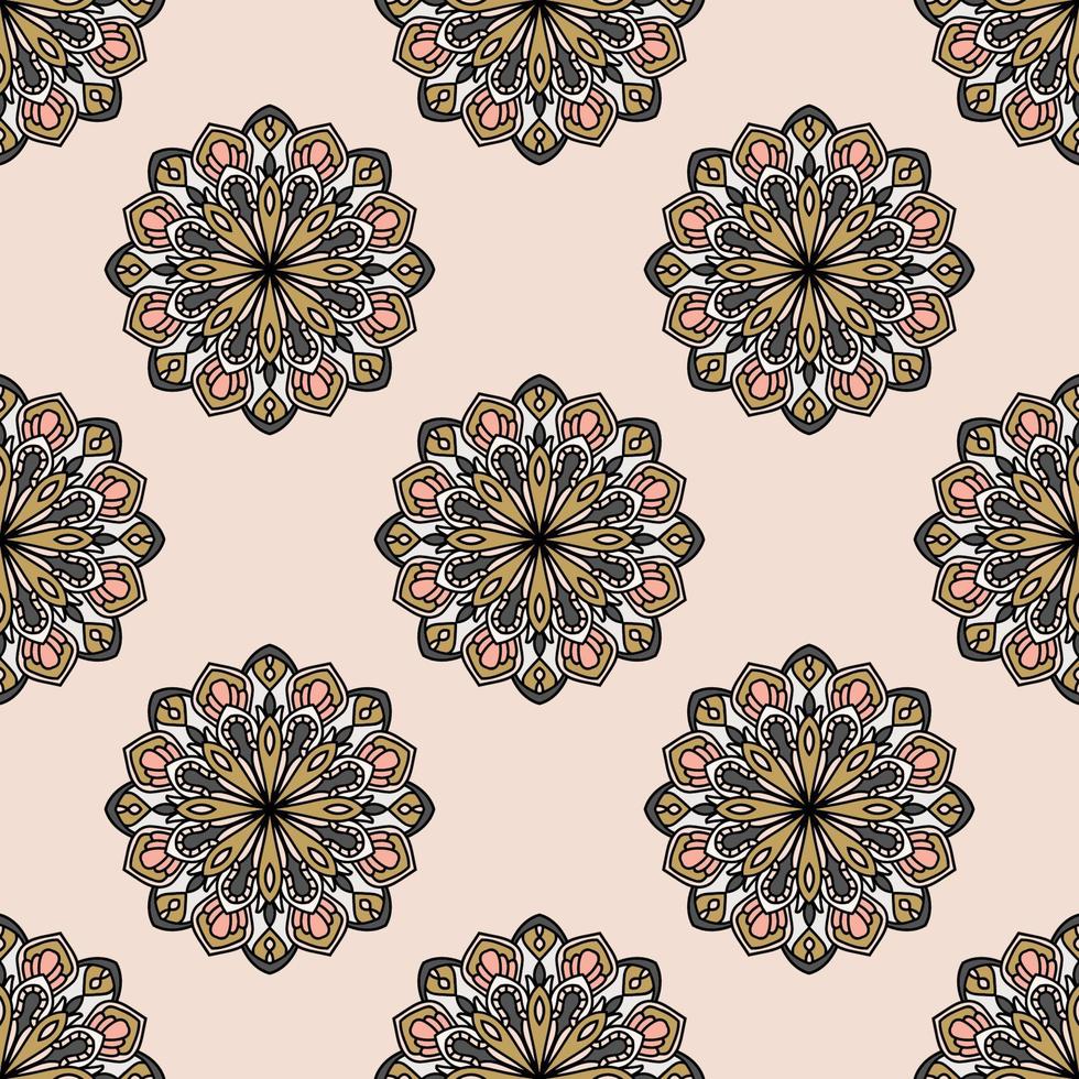 Resumen de patrones sin fisuras con flor de mandala. mosaico, azulejo. fondo floral. vector