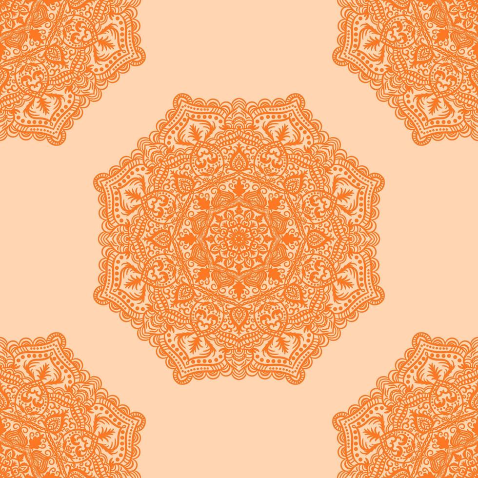 Fantasy seamless pattern with ornamental mandala. Abstract round doodle flower background. Floral geometric circle. vector