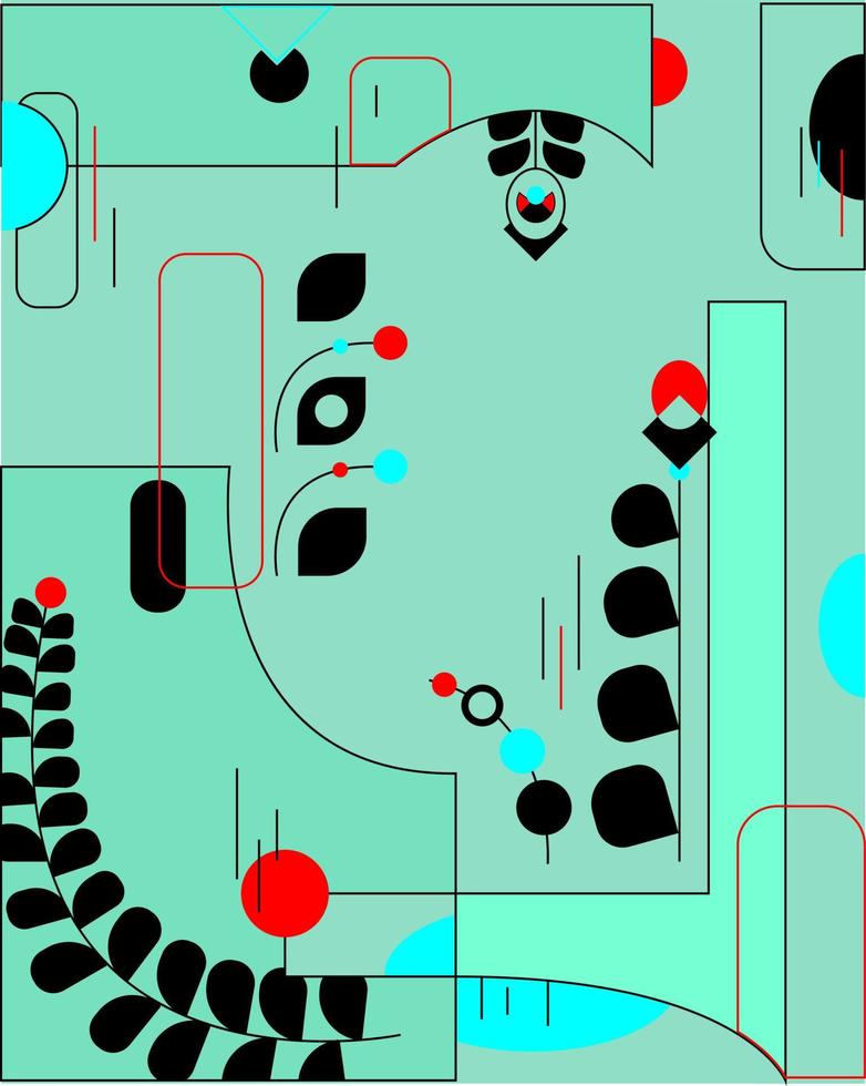 Abstraction green image with plants vector