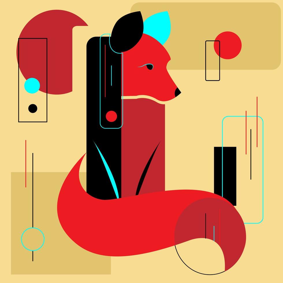 Red fox geometric abstracte vector