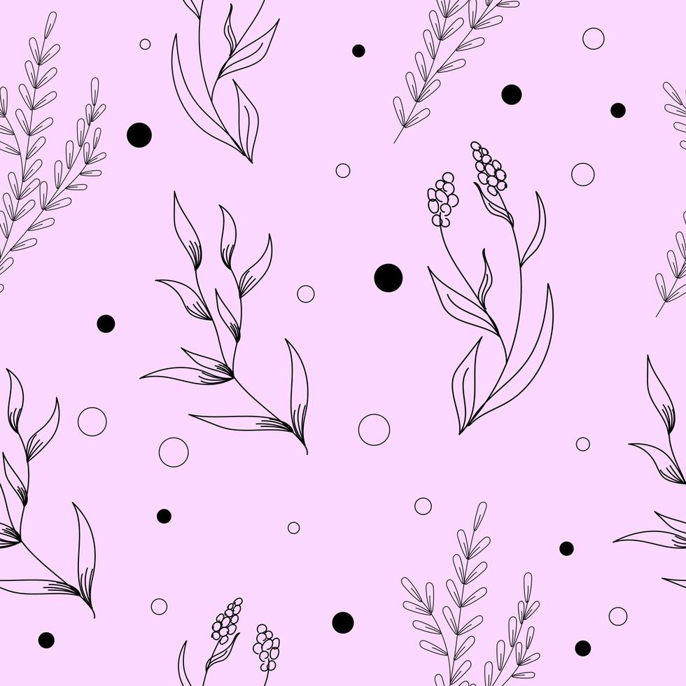 violeta patrón línea arte floral vector