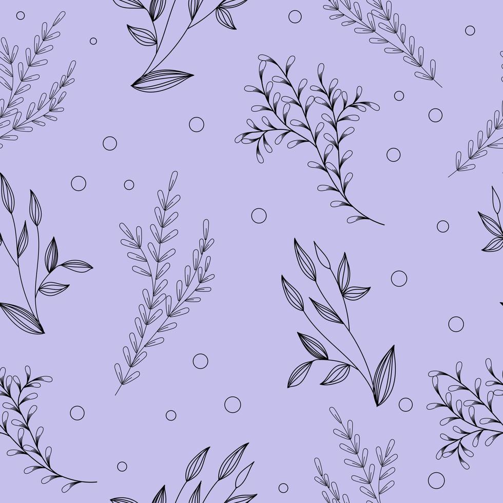 Blue Pattern with line art leaf vector