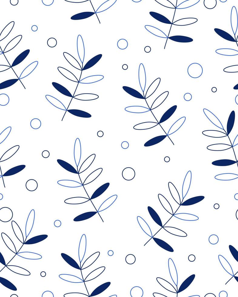 White pattern with blue twigs vector