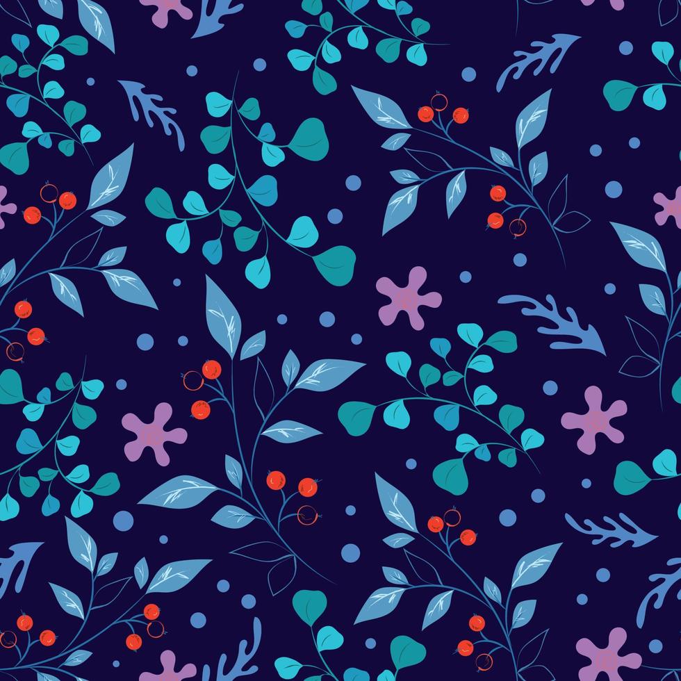 Dark pattern with colorful floral vector