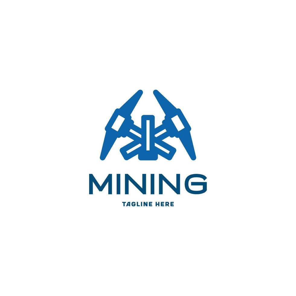 concepto de logotipo de combinación de minería y w con color azul vector