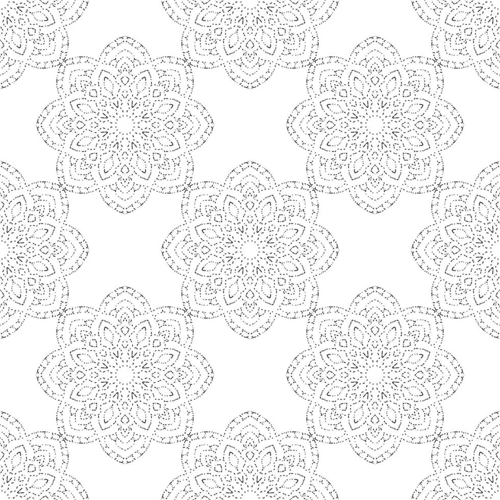 patrón sin costuras de semitonos de fantasía con mandala ornamental. fondo de flor de garabato de puntos redondos abstractos. círculo geométrico floral. ilustración vectorial vector