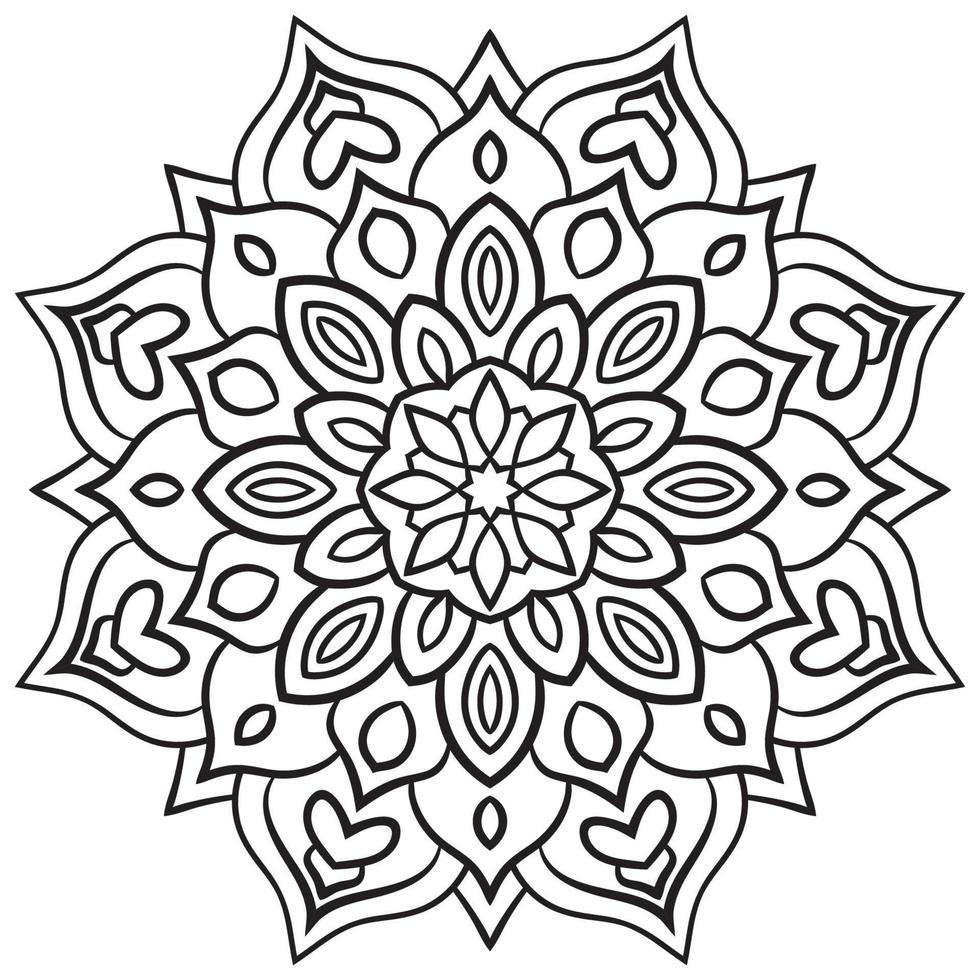 esquema mandala. flor de garabato redonda ornamental aislada sobre fondo blanco. elemento de círculo geométrico. vector