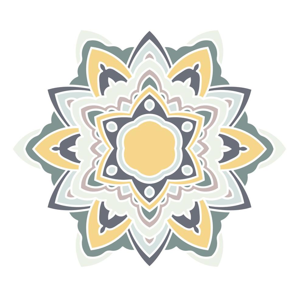 lindo colorido mandala. flor de garabato redonda ornamental aislada sobre fondo blanco. ornamento decorativo geométrico en estilo étnico oriental. vector