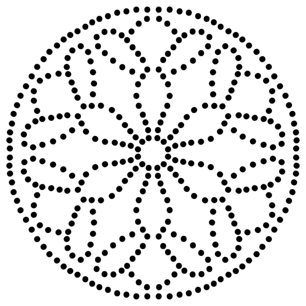 Dotted flower mandala. Decorative element. Ornamental round doodle isolated on white background. Geometric circle element. vector