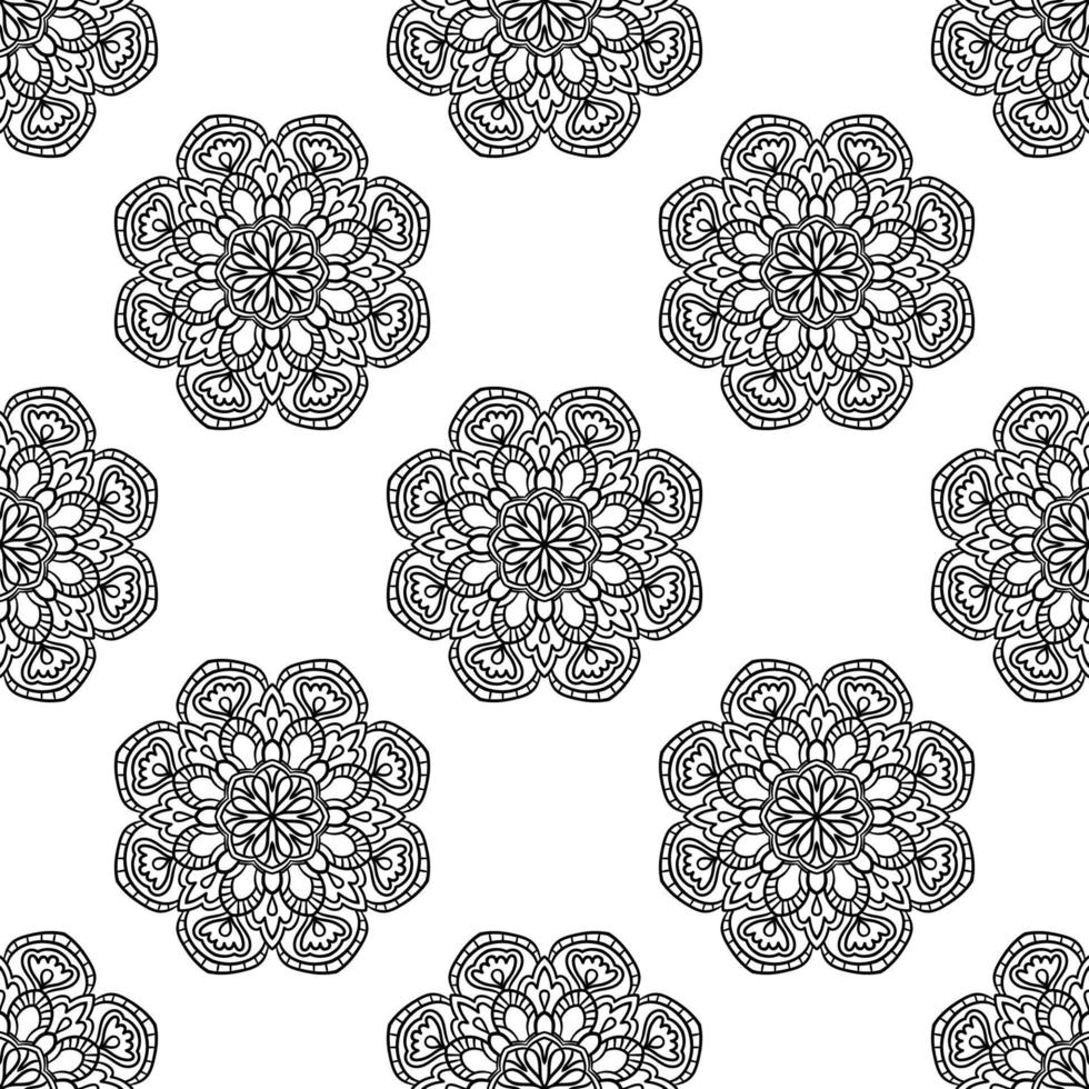 patrón sin costuras de fantasía con mandala ornamental. fondo de flor de garabato redondo abstracto. círculo geométrico floral. vector