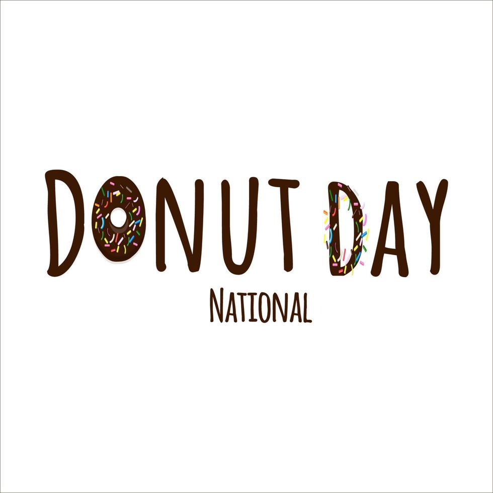 National Donut day text in cartoon style isolated on white background vector