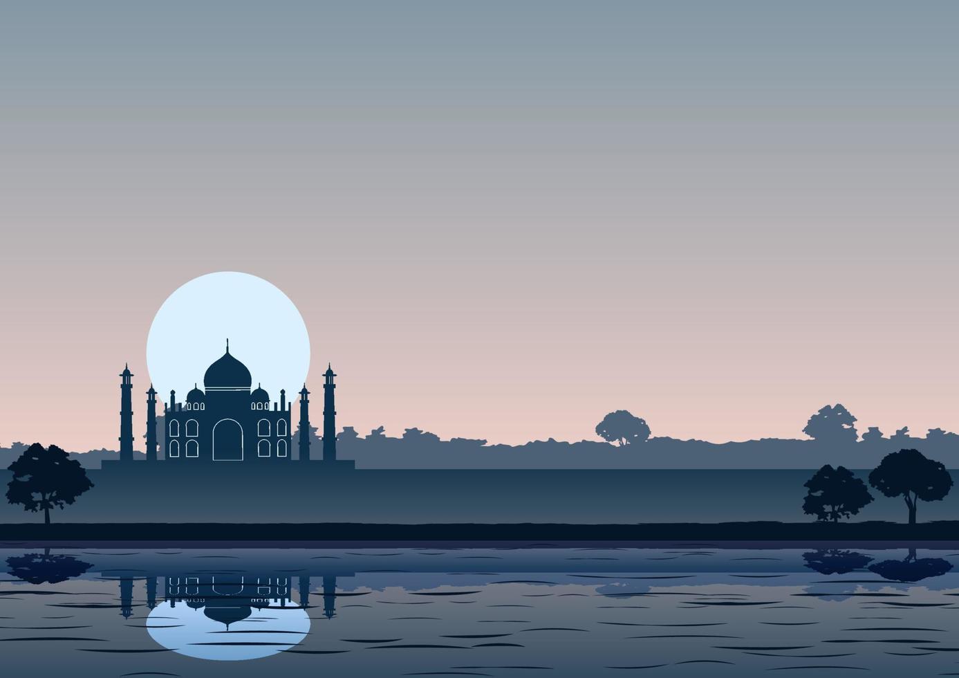 Silhouette design of background of taj mahal vector