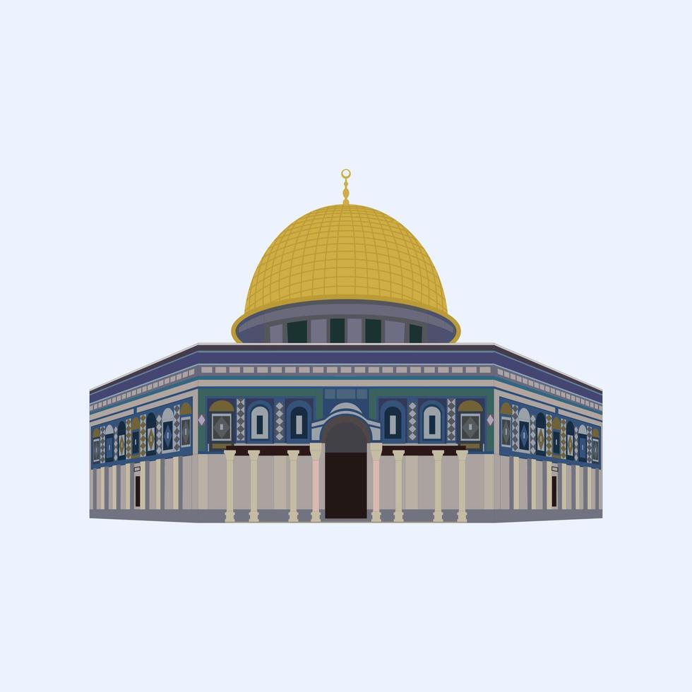 Al Aqsa Mosque - Dome of Rock Jerusalem Vector Illustration