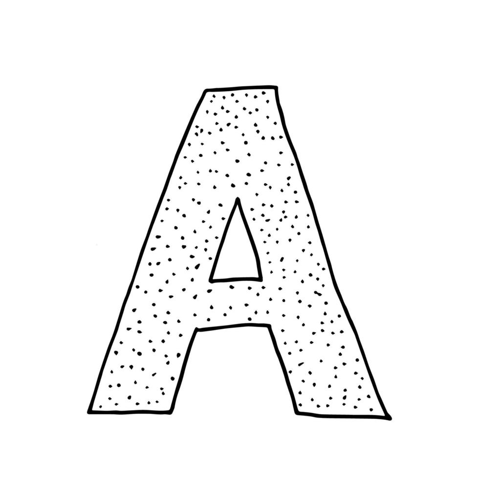 Hand drawn letter A. Sketched letter with decorative elements. Easy to edit vector template for your designs.