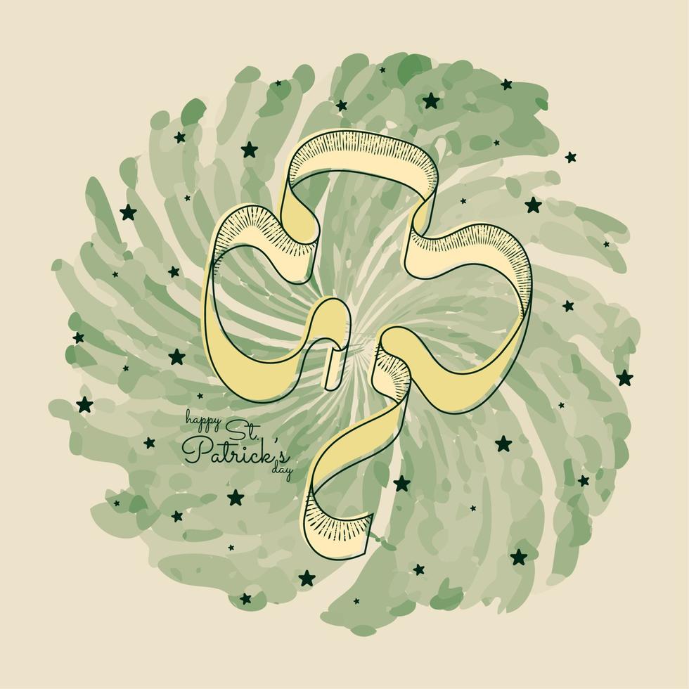 Clover shaped ribbon Happy St Patricks day Vector