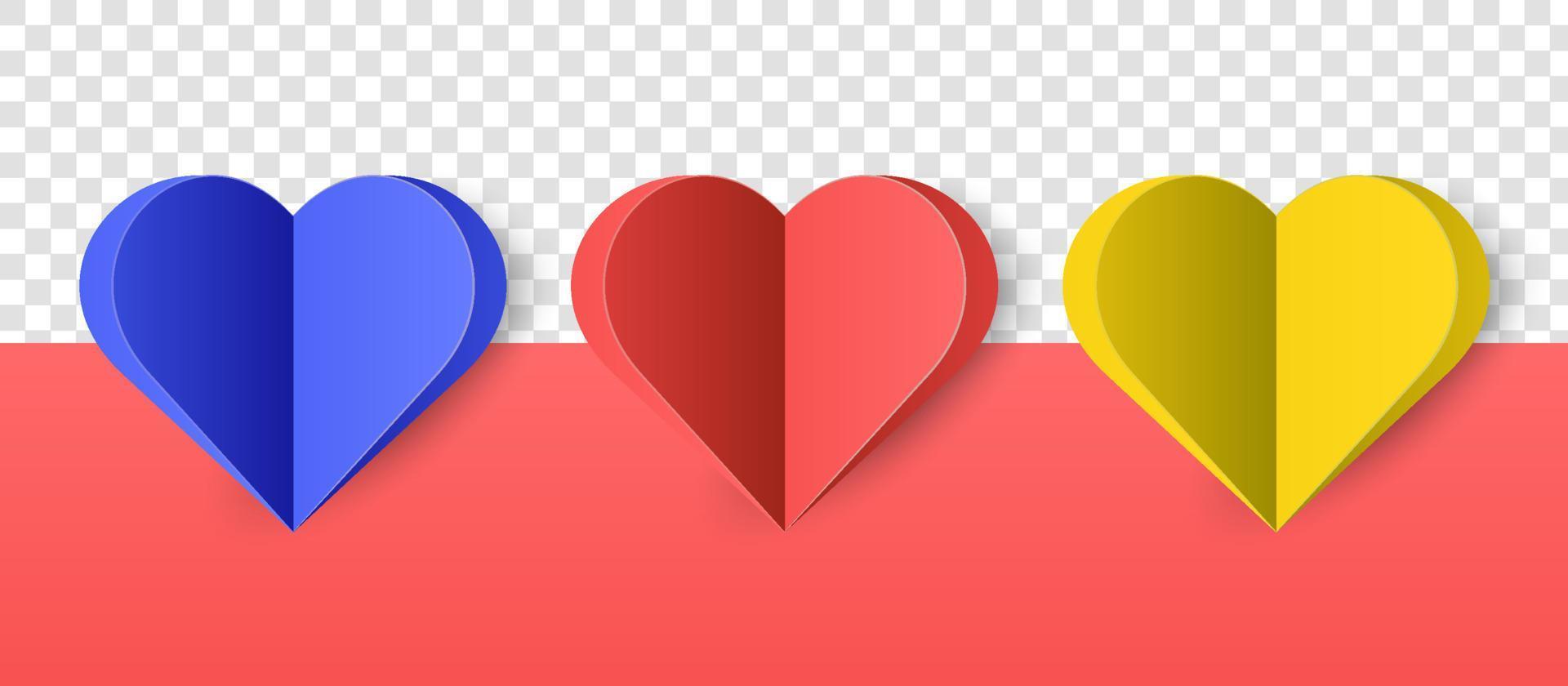 Three hearts with paper theme vector