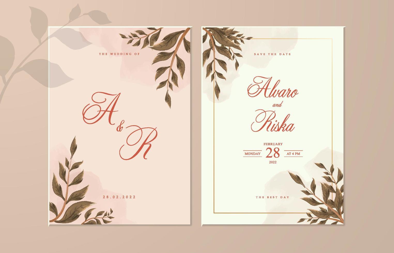 Wedding invitation pack with save the date vector